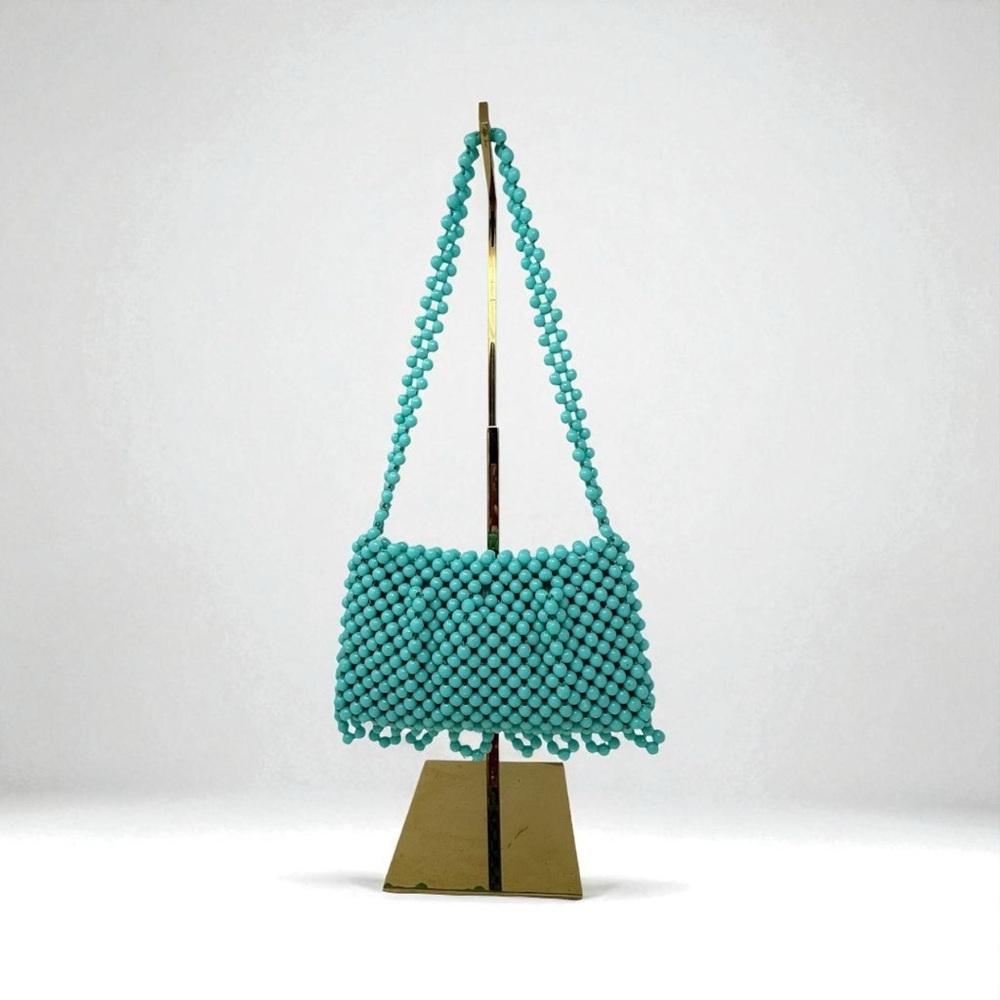 Prentice Vintage Made in Italy Turquoise Beaded Shoulder Bag Purse Handbag